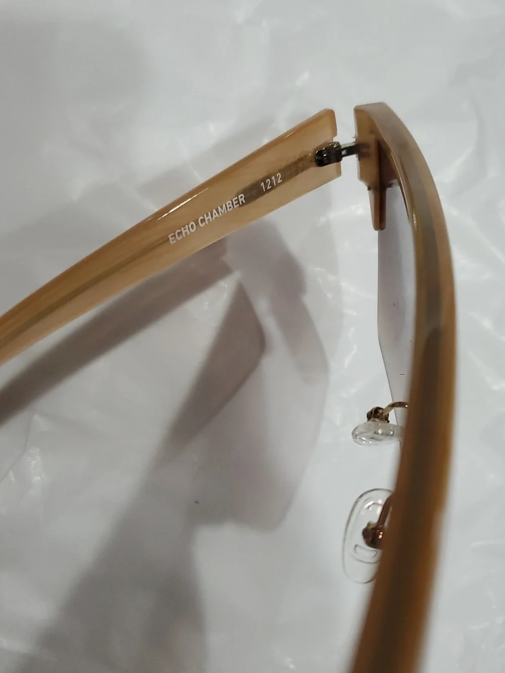 Quay Australia Echo Chamber Ivory frame‎ Brown lens shield flat brow sunglasses